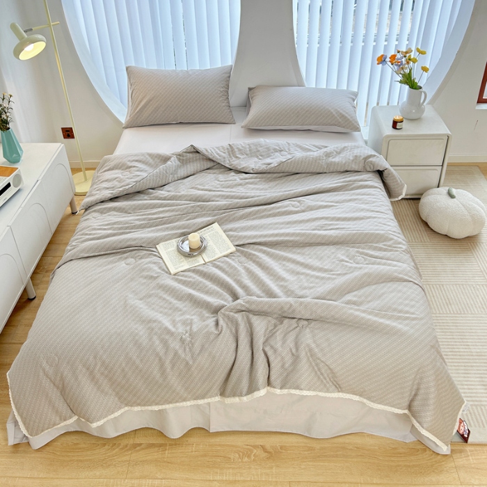 91家纺网 家纺一手货源 找家纺 柠馨 2024新款全棉夏被套件随心配系列 雅灰