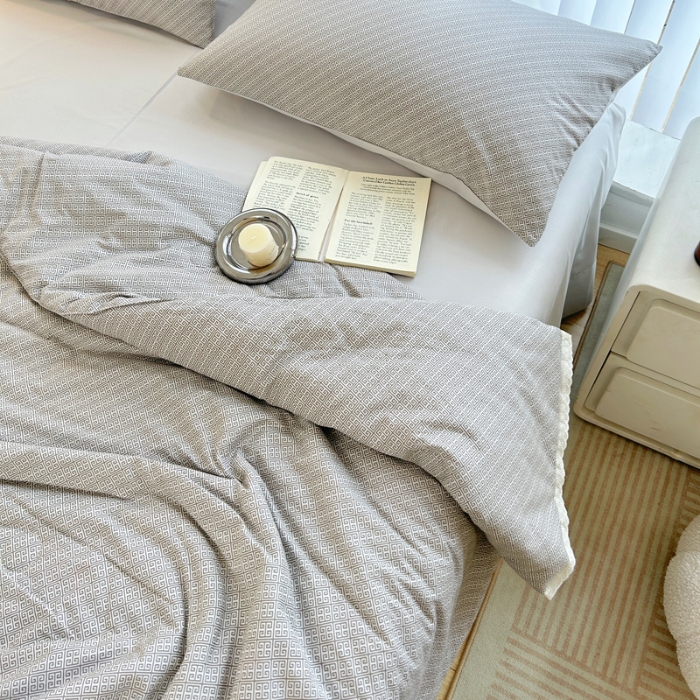 91家纺网 家纺一手货源 找家纺 柠馨 2024新款全棉夏被套件随心配系列 雅灰