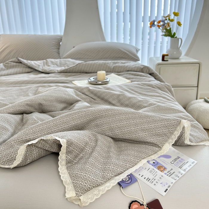 91家纺网 家纺一手货源 找家纺 柠馨 2024新款全棉夏被套件随心配系列 雅灰
