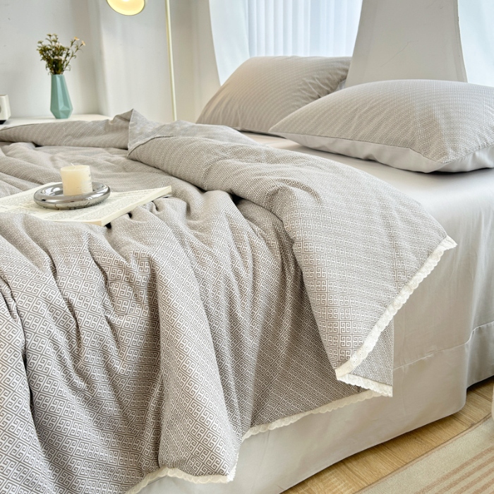 91家纺网 家纺一手货源 找家纺 柠馨 2024新款全棉夏被套件随心配系列 雅灰