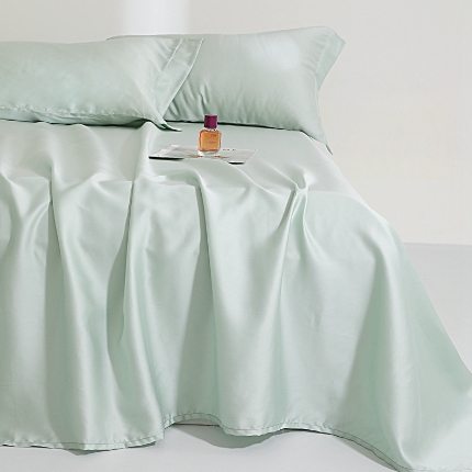 91家纺网 家纺一手货源 找家纺 2024夏天丝床单品三件套床单枕套组合100%兰精天丝礼盒装