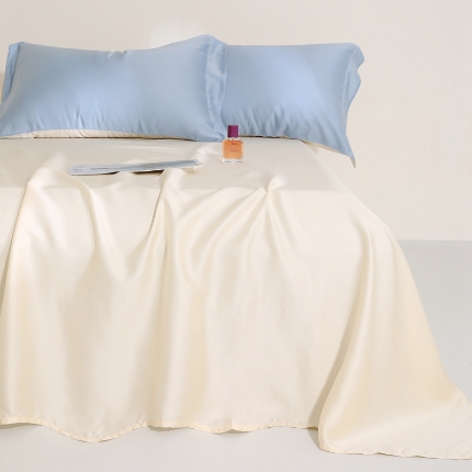 91家纺网 家纺一手货源 找家纺 2024夏天丝床单品三件套床单枕套组合100%兰精天丝礼盒装