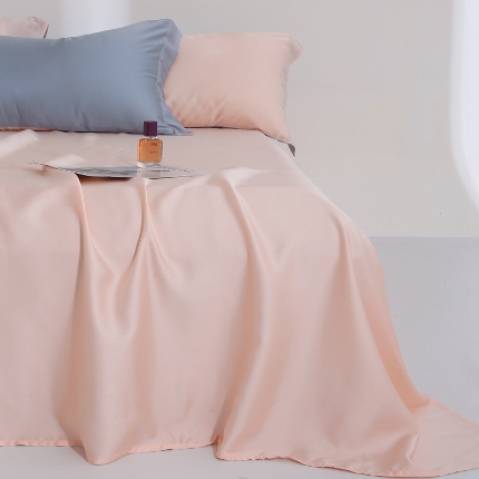 91家纺网 家纺一手货源 找家纺 2024夏天丝床单品三件套床单枕套组合100%兰精天丝礼盒装