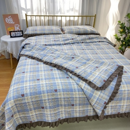 91家纺网 家纺一手货源 找家纺 （总）暖居 2025新款砂洗棉花被套全棉床盖四件套绗缝夹棉纯棉床盖三件套