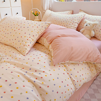 91家纺网 家纺一手货源 找家纺 （总）优选良品 2025新款直播爆款母婴级水洗皱皱棉四件套小碎花被套床笠款三件套