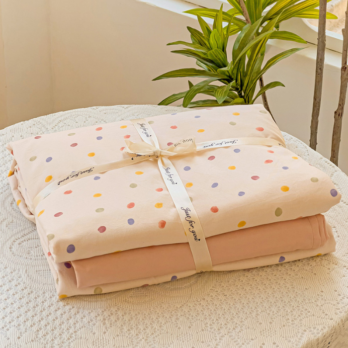 91家纺网 家纺一手货源 找家纺 优选良品 2025新款直播爆款母婴级水洗皱皱棉四件套小碎花被套床笠款三件套芝士奶盖