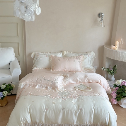 MIU缪家居  2024新款80支兰精天丝四件套-浪漫主义 粉