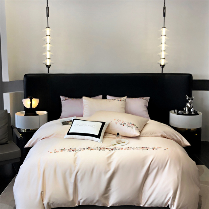 91家纺网 家纺一手货源 找家纺 云胡 2024新款A类进口莱赛尔纤维棉四件套-四月系列 四月-泡芙粉