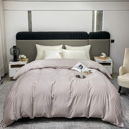 91家纺网 家纺一手货源 找家纺 2025新款天丝天丝棉提花单被套 莫里卡 摩卡灰