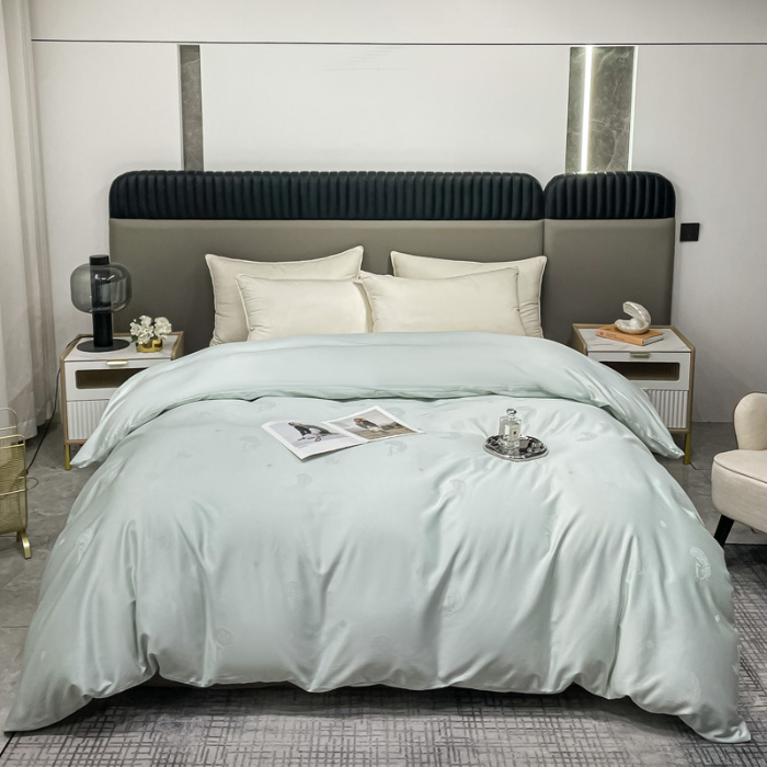 91家纺网 家纺一手货源 找家纺 2025新款天丝天丝棉提花单被套 羽记 莱茵石