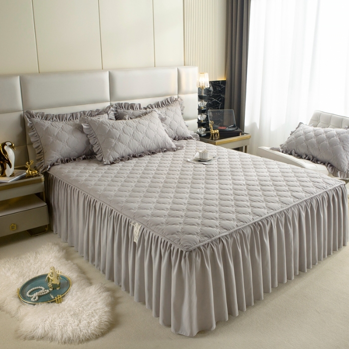 91家纺网 家纺一手货源 找家纺 （总）忘忧草 2025新款亲肤磨毛夹棉床裙