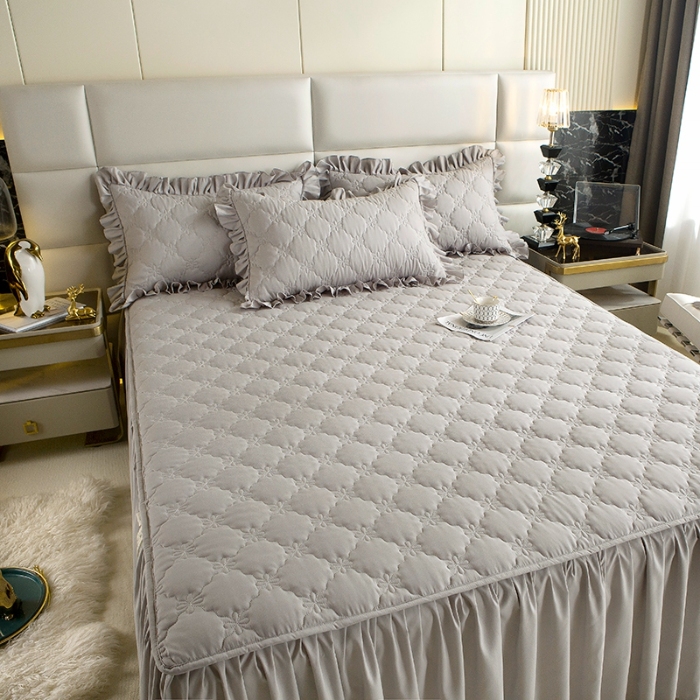 91家纺网 家纺一手货源 找家纺 （总）忘忧草 2025新款亲肤磨毛夹棉床裙