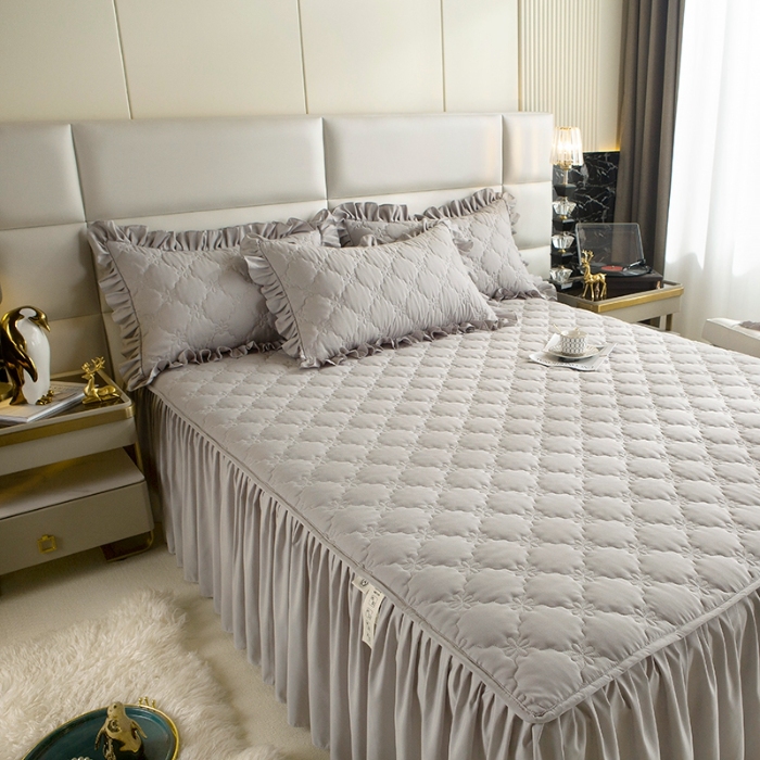 91家纺网 家纺一手货源 找家纺 （总）忘忧草 2025新款亲肤磨毛夹棉床裙