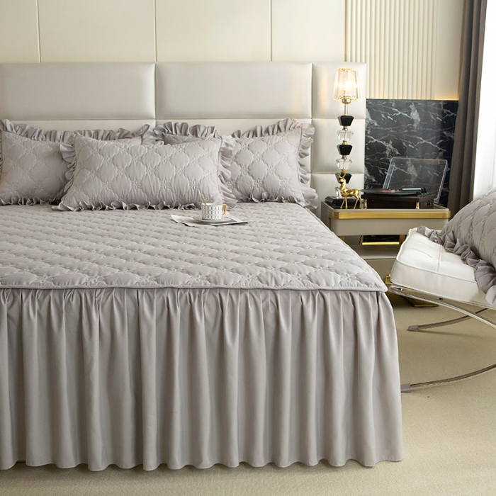 91家纺网 家纺一手货源 找家纺 （总）忘忧草 2025新款亲肤磨毛夹棉床裙