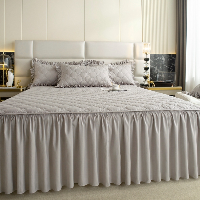 91家纺网 家纺一手货源 找家纺 （总）忘忧草 2025新款亲肤磨毛夹棉床裙