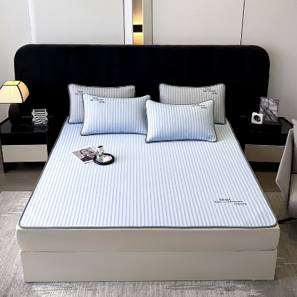 91家纺网 家纺一手货源 找家纺 （总）好眠好梦家纺 2024新款时尚条纹硅胶烫画席（床席款）