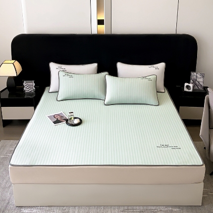 91家纺网 家纺一手货源 找家纺 （总）好眠好梦家纺 2024新款时尚条纹硅胶烫画席（床席款）