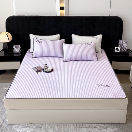 91家纺网 家纺一手货源 找家纺 （总）好眠好梦家纺 2024新款时尚条纹硅胶烫画席（床席款）