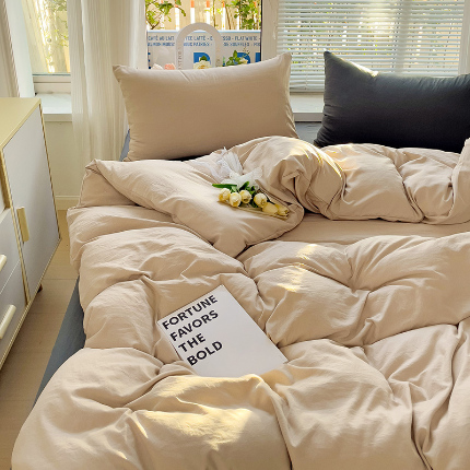 91家纺网 家纺一手货源 找家纺 （总）艾特你 2024新款ins风水洗棉四件套纯色四件套混搭素色亲肤4件套1