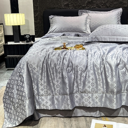 91家纺网 家纺一手货源 找家纺 （总）新26 经年2025年 水洗真丝冰丝天丝提花夏被四件套直播爆款 格林系列