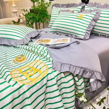 91家纺网 家纺一手货源 找家纺 （总）新22 经年2025年 水洗真丝冰丝天丝韩版夏被四件套直播爆款浅夏系列