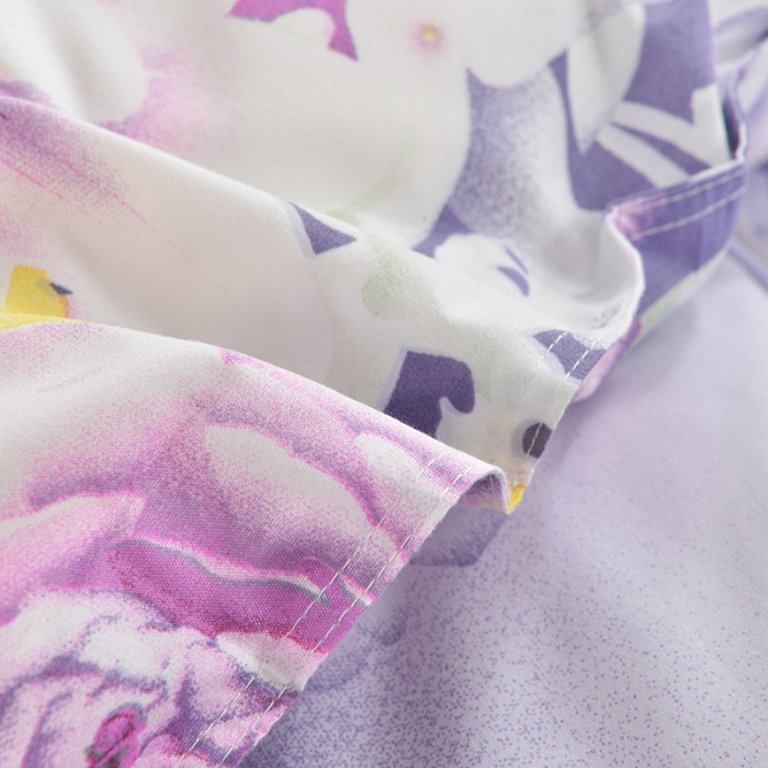 91家纺网 家纺一手货源 找家纺 小雨家纺 2026新款芦荟棉单件床裙+床裙三件套 爱的花海紫