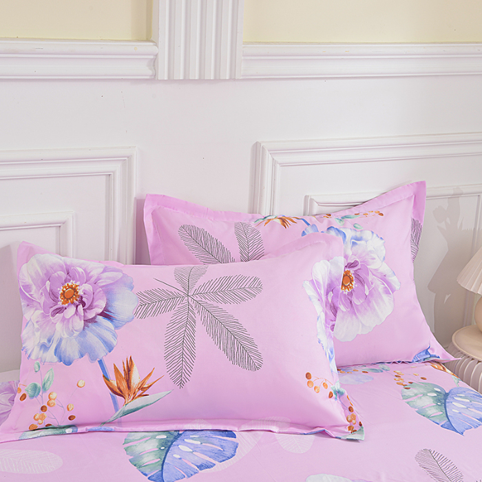 91家纺网 家纺一手货源 找家纺 小雨家纺 2026新款芦荟棉单件床裙+床裙三件套 阳光花朵粉