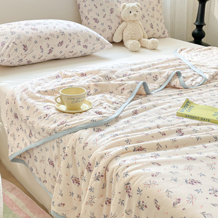 葡萄家 2024新款A类母婴级大豆纤维牛奶丝针织棉夏凉被 紫色花甜