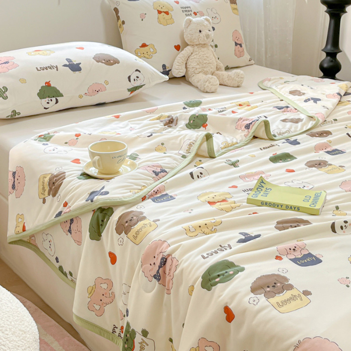 91家纺网 家纺一手货源 找家纺 葡萄家 2024新款A类母婴级大豆纤维牛奶丝针织棉夏凉被 游园记