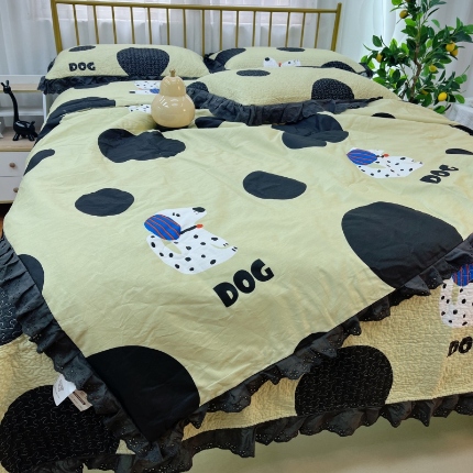 91家纺网 家纺一手货源 找家纺 （总）暖居 2025新款砂洗棉花被套全棉床盖四件套绗缝夹棉纯棉床盖三件套