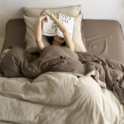 （总）梦享生活家居 2024新款A类双层纱提花肌理纹侘寂风四件套-布洛克