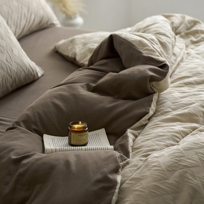 91家纺网 家纺一手货源 找家纺 （总）梦享生活家居 2024新款A类双层纱提花肌理纹侘寂风四件套-布洛克