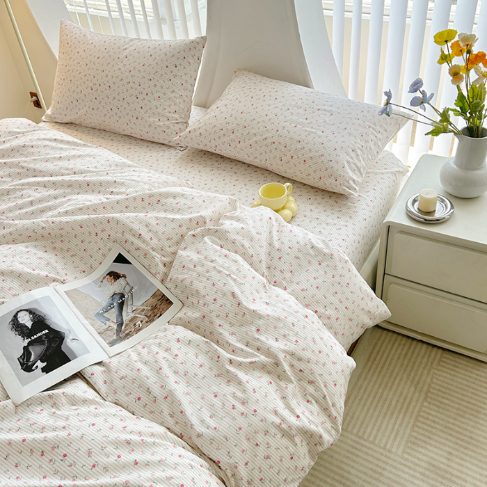 91家纺网 家纺一手货源 找家纺 柠馨 2023新款13376可爱系列全棉印花四件套 绮幻