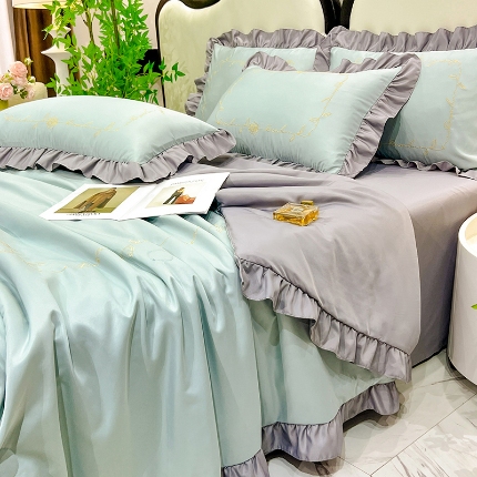 91家纺网 家纺一手货源 找家纺 （总）新20 经年2025年水洗真丝冰丝天丝韩版夏被四件套直播爆款 一世系列