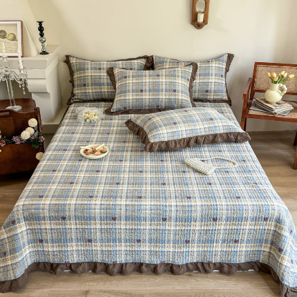 91家纺网 家纺一手货源 找家纺 （总）添越 2024新款纯棉砂洗床盖