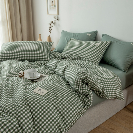 91家纺网 家纺一手货源 找家纺 （总）富瑞阁 2024新款全棉无印条格系列四件套