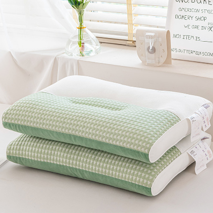 91家纺网 家纺一手货源 找家纺 （总）梦叶草 2024新款无荧光安颈1号凉豆豆玉米绒两用护颈枕芯48*74cm