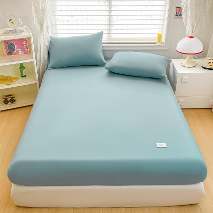 91家纺网 家纺一手货源 找家纺 （总）莎臣豹 2025新款纯色原棉无印风单品床笠和床笠三件套