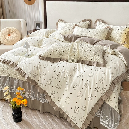 91家纺网 家纺一手货源 找家纺 （总）苏米娜A类母婴级双层纱棉麻床盖款四件套小竺棉泡泡纱泡泡棉蛋白棉全棉纯棉床盖四件套