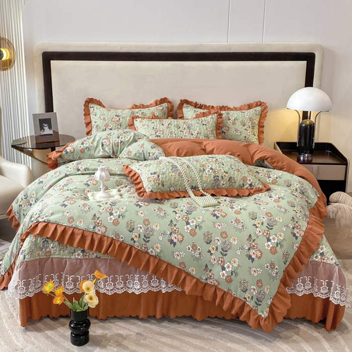 91家纺网 家纺一手货源 找家纺 漫布云2025春夏水洗棉麻床盖款四件套全棉纯棉泡泡纱泡泡棉被套床盖款四件套