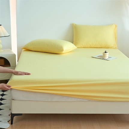 91家纺网 家纺一手货源 找家纺 （总）兰紫橙家纺2025新款纯色40支133*72全棉单品床笠/床笠3件套