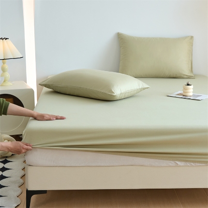 91家纺网 家纺一手货源 找家纺 （总）兰紫橙家纺2025新款纯色40支133*72全棉单品床笠/床笠3件套