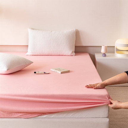 91家纺网 家纺一手货源 找家纺 （总）兰紫橙家纺2025新款纯色40支133*72全棉单品床笠/床笠3件套