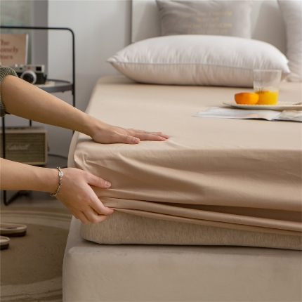 91家纺网 家纺一手货源 找家纺 （总）兰紫橙家纺2025新款纯色40支133*72全棉单品床笠/床笠3件套