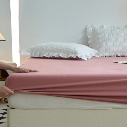 91家纺网 家纺一手货源 找家纺 （总）兰紫橙家纺2025新款纯色40支133*72全棉单品床笠/床笠3件套