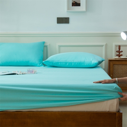 91家纺网 家纺一手货源 找家纺 （总）兰紫橙家纺2025新款纯色40支133*72全棉单品床笠/床笠3件套