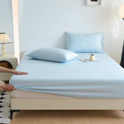 91家纺网 家纺一手货源 找家纺 （总）兰紫橙家纺2025新款纯色40支133*72全棉单品床笠/床笠3件套