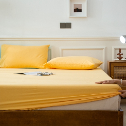 91家纺网 家纺一手货源 找家纺 （总）兰紫橙家纺2025新款纯色40支133*72全棉单品床笠/床笠3件套