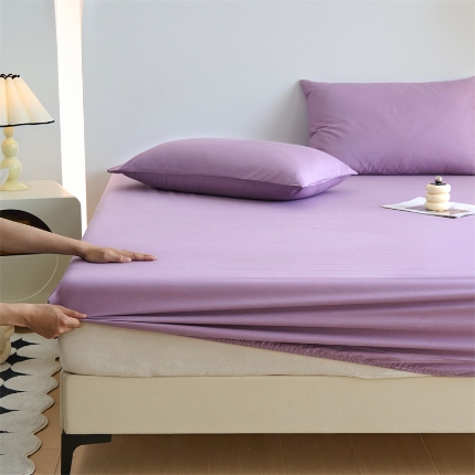 91家纺网 家纺一手货源 找家纺 （总）兰紫橙家纺2025新款纯色40支133*72全棉单品床笠/床笠3件套