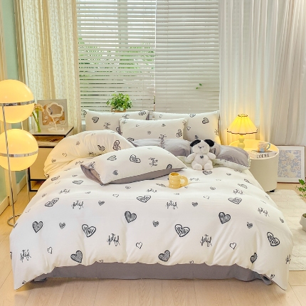 91家纺网 家纺一手货源 找家纺 （总）红日子 2024新款水洗棉麻双层纱四件套